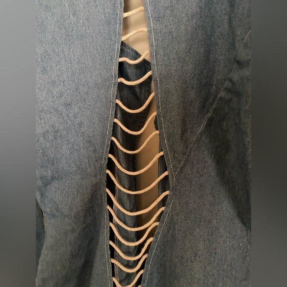 Vintage Jean Denim Caged Rope Jacket size Small Blue 80s - Picture 5 of 5